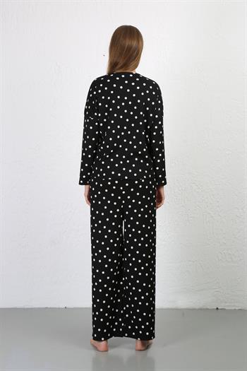 Akbeniz Kadın Bürümcük Kumaş Pijama Takım Siyah 4234