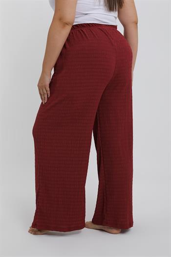 Akbeniz Kadın Büyük Beden Bordo Rahat Kesim Baggy Tek Alt