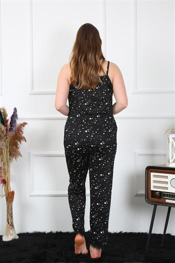 Akbeniz Kadın Büyük Beden Siyah İp Askılı Pijama Takım 202198