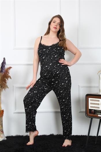 Akbeniz Kadın Büyük Beden Siyah İp Askılı Pijama Takım 202198