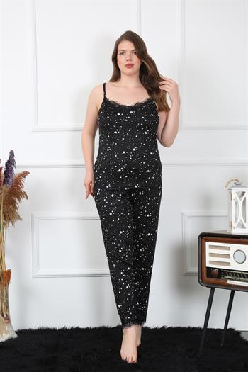 Akbeniz Kadın Büyük Beden Siyah İp Askılı Pijama Takım 202198