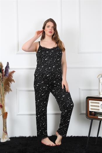 Akbeniz Kadın Büyük Beden Siyah İp Askılı Pijama Takım 202198