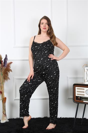 Akbeniz Kadın Büyük Beden Siyah İp Askılı Pijama Takım 202198