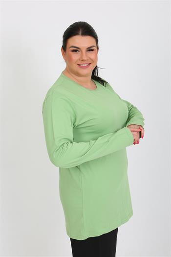 Akbeniz Kadın Büyük Beden Uzun Kol Penye Pijama Takımı Fıstık Yeşili 202408
