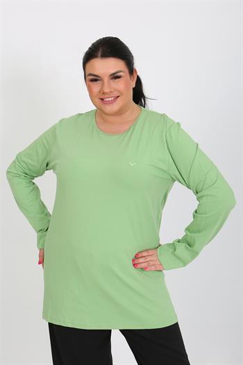 Akbeniz Kadın Büyük Beden Uzun Kol Penye Pijama Takımı Fıstık Yeşili 202408