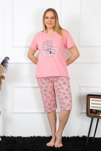 Akbeniz Kadın Büyük Beden Viscon Pembe Kapri Pijama Takım 202192