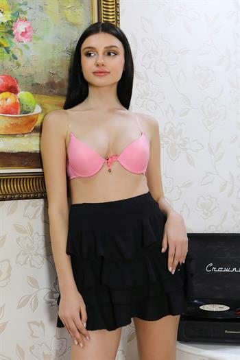 Akbeniz Kadın Destekli Balenli Önden Açılır Dekolteli Sütyen 2406 Pembe