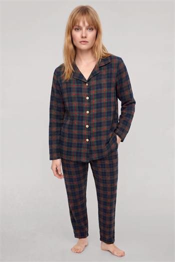 Akbeniz Kadın Ekose Desenli Düğmeli Pijama Takımı 