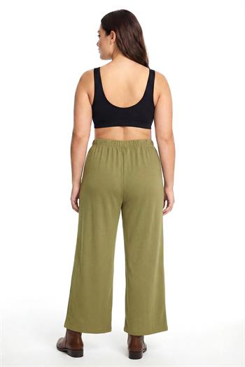Akbeniz Kadın Haki Dokulu Büyük Beden Cepli Pijama Altı