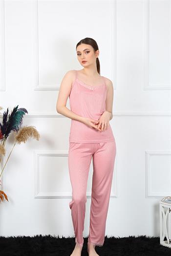Akbeniz Kadın İp Askılı Somon Pijama Takım 4136