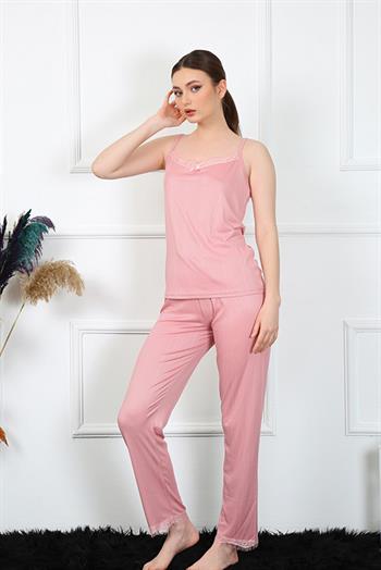 Akbeniz Kadın İp Askılı Somon Pijama Takım 4136