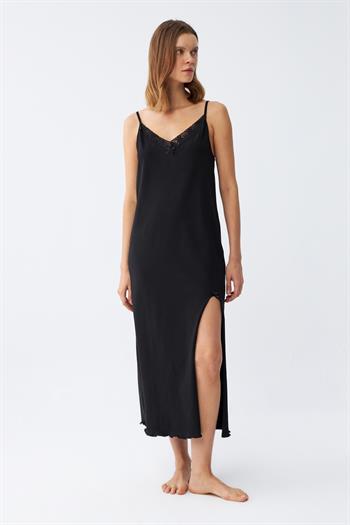 Akbeniz Kadın İp Askılı Uzun Gecelik 901