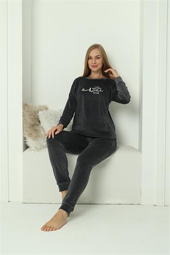 Akbeniz Kadın Kadife Füme Pijama Takım 20624
