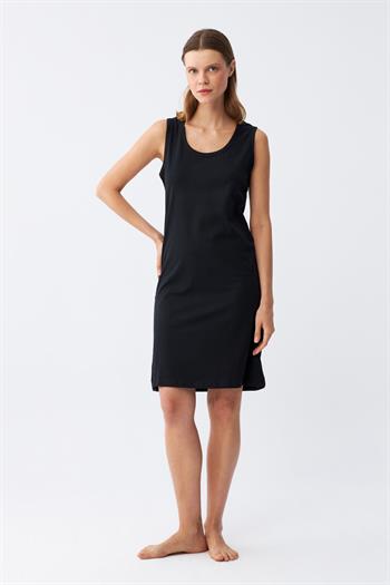 Akbeniz Kadın Kalın Askılı Penye Gecelik Siyah 14001