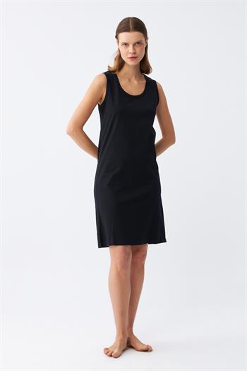 Akbeniz Kadın Kalın Askılı Penye Gecelik Siyah 14001