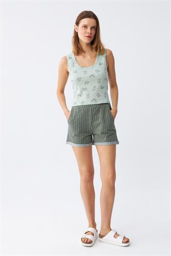 Akbeniz Kadın Kalın Askılı Şortlu Pijama Takım 3631