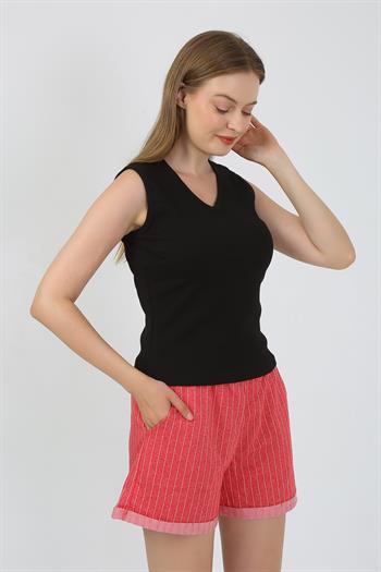 Akbeniz Kadın Kalın Askılı Şortlu Pijama Takım Siyah 3632