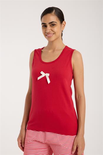 Akbeniz Kadın Kırmızı Kurdele Detaylı Çizgili Şortlu Pijama Takımı