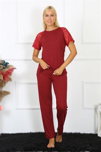 Akbeniz Kadın Kolu Dantelli Penye Pijama Takım 4152