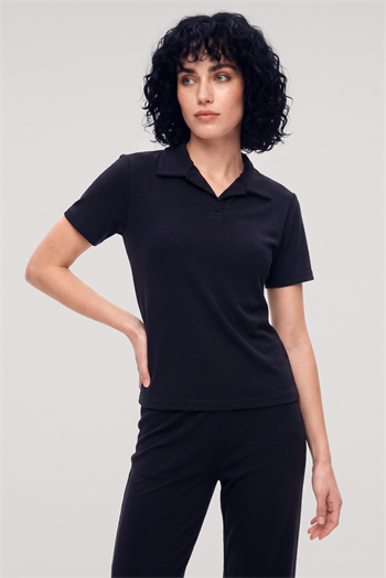 Akbeniz Kadın Lacivert Polo Yaka Pijama Takımı