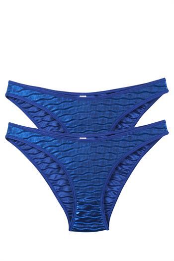 Akbeniz Kadın Mavi Dalga Desenli Parlak 2li Slip