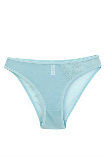 Akbeniz Kadın Mavi Dantel Detaylı Transparan 2li Slip