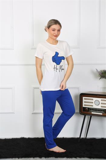 Akbeniz Kadın Pamuk Penye Sevgili Kombini Pijama Takımı Beyaz 50129 Tek Takım Fiyatıdır