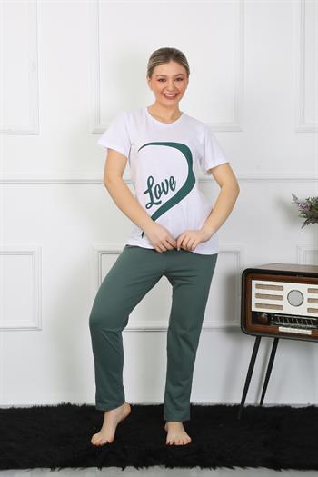 Akbeniz Kadın Pamuk Penye Sevgili Kombini Pijama Takımı Beyaz 50127 Tek Takım Fiyatıdır