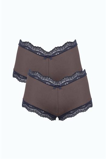Akbeniz Kadın Pamuklu 2li Boxer Kahve 40277