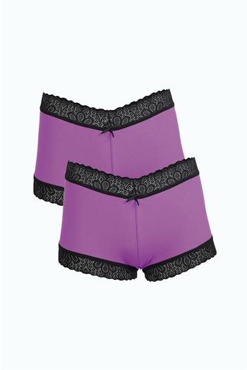 Akbeniz Kadın Pamuklu 2li Boxer Mor 40277