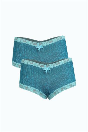 Akbeniz Kadın Pamuklu 2li Boxer Su Yeşili 40278