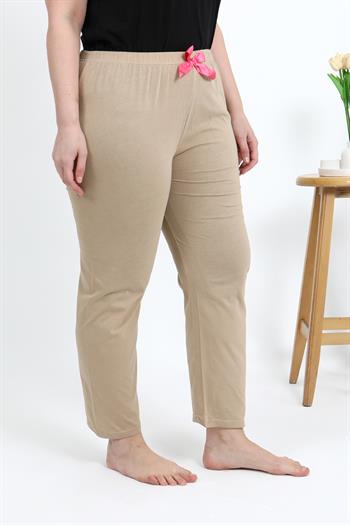 Akbeniz Kadın Pamuklu Büyük Beden Alt Pijama 27559 Bej