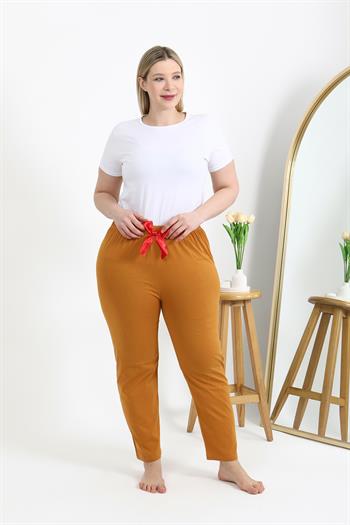 Akbeniz Kadın Pamuklu Büyük Beden Alt Pijama 27559 Hardal