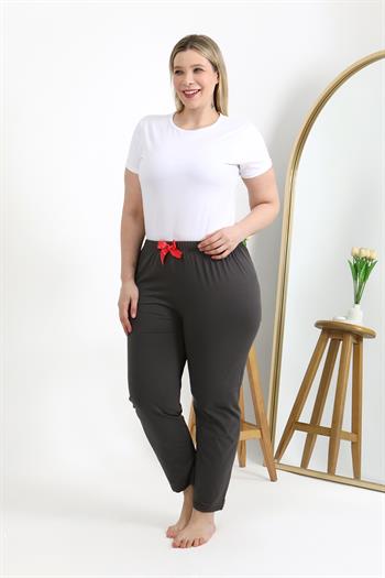 Akbeniz Kadın Pamuklu Büyük Beden Alt Pijama 27559 Füme
