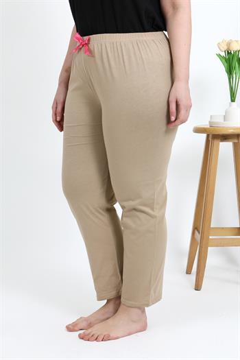 Akbeniz Kadın Pamuklu Büyük Beden Alt Pijama 27559 Bej