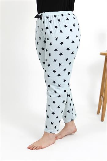 Akbeniz Kadın Pamuklu Büyük Beden Alt Pijama 27557 Buz Mavisi