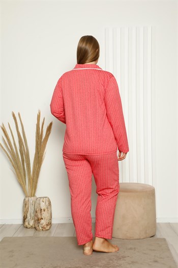 Akbeniz Kadın Pamuklu Cepli Uzun Kol Büyük Beden Pijama Takım 202121