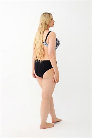 Akbeniz Kadın Papatya Desenli Gri Büyük Beden Bikini Takımı