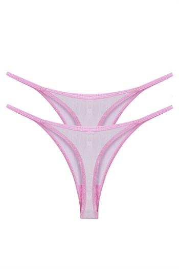 Akbeniz Kadın Pembe Transparan 2li Tanga Slip