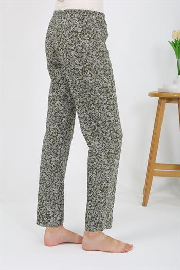 Akbeniz Kadın Penye Desenli Tek Alt Pijama 27533 Haki