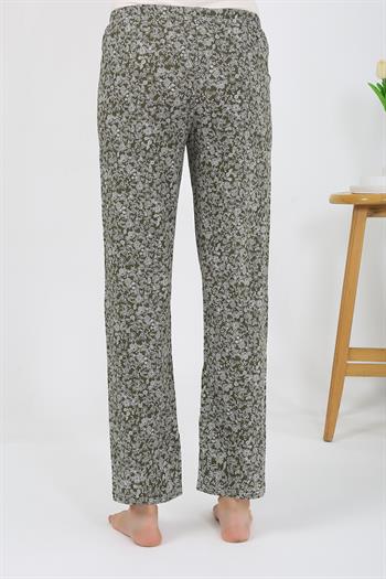 Akbeniz Kadın Penye Desenli Tek Alt Pijama 27533 Haki