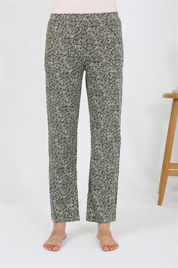 Akbeniz Kadın Penye Desenli Tek Alt Pijama 27533 Haki