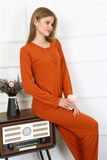 Akbeniz Kadın Penye Uzun Kol Patlı Pijama Takım 4168