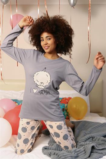 Akbeniz Kadın Penye Uzun Kol Pijama Takım 4186