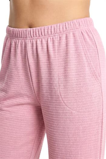 Akbeniz Kadın Pudra Pembe Dokulu Büyük Beden Cepli Pijama Altı