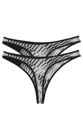 Akbeniz Kadın Siyah Beyaz Desenli 2li Tanga Slip