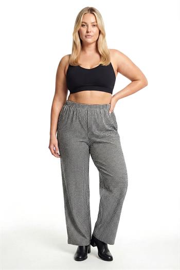 Akbeniz Kadın Siyah-Beyaz Kareli Büyük Beden Cepli Pijama Altı