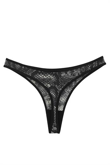 Akbeniz Kadın Siyah Yılan Desenli 2li Tanga Slip