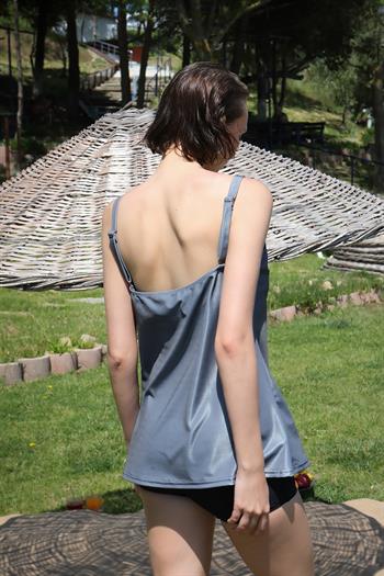 Akbeniz Kadın Şortlu Tankini Elbise Mayo Gri 36001