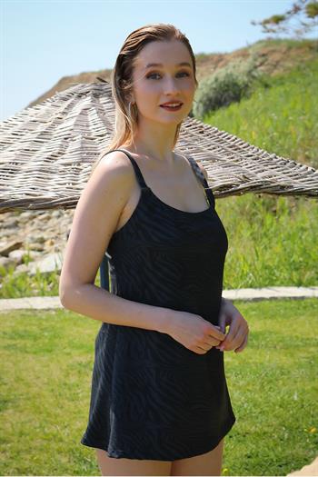 Akbeniz Kadın Şortlu Tankini Elbise Mayo Füme 36001